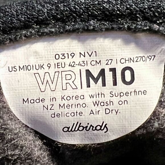 Mens ALLBIRDS Wool Runners Natural Black Comfort Shoes / Size 10 - Picture 10 of 10